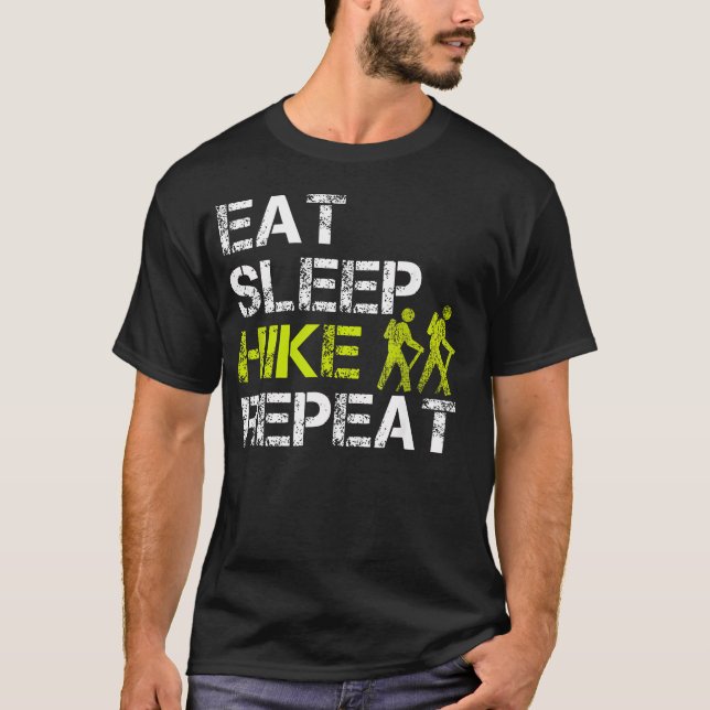 Camiseta Coma Dormir Caminhar Repetir Divertido (Frente)