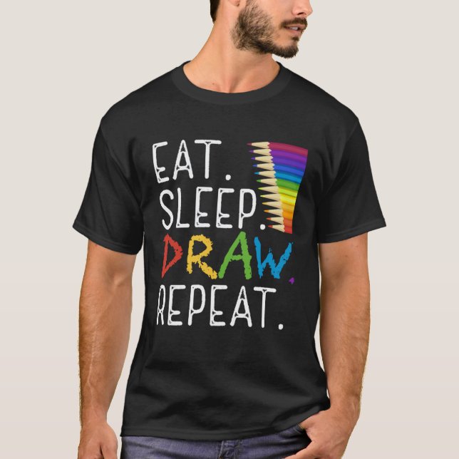 Camiseta Coma Dormir Desenhar Repita Pintar  Professor Pint (Frente)