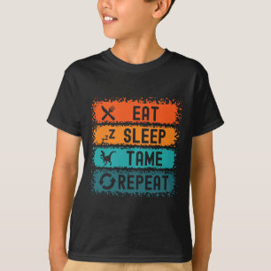 Camiseta Coma Dormir Domar Repetir Amante de Dinossauro Gam
