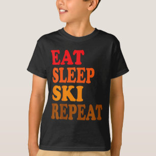 Camiseta Coma dormir esqui repetir inverno montanhas lodge