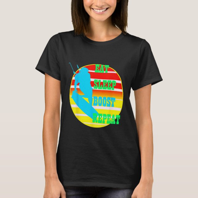 Camiseta Coma Dormir Impulsionar Repetir Kitesufer Com Amar (Frente)