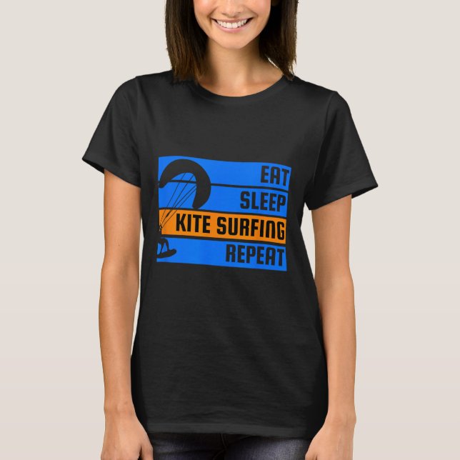 Camiseta Coma Dormir Kite Surfing Repita Kite Surfer  (Frente)