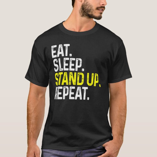 Camiseta Coma Dormir Levante Repetidamente Comédia (Frente)