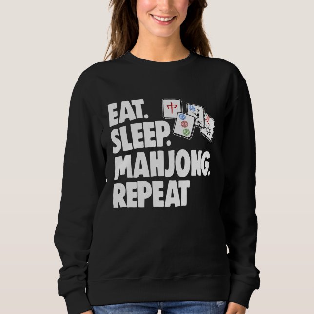 Camiseta Coma Dormir Mahjong Repetir Mulheres Jogo (Frente)