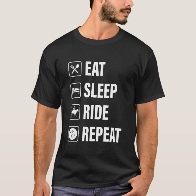 Camiseta Coma Dormir Montar Cavalos Repetir, Amar Montar Ca (Frente)