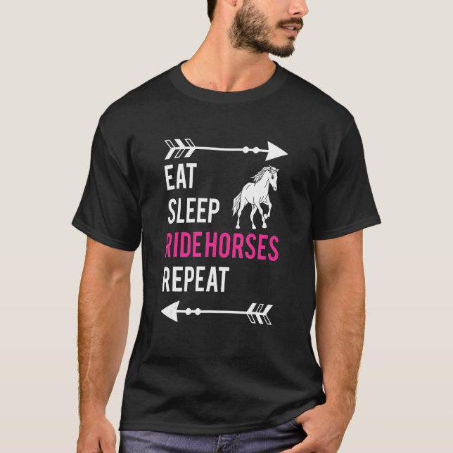 Camiseta Coma Dormir Montar Cavalos Repetir Ginástica Eques (Frente)