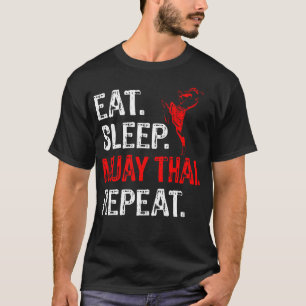 Camiseta Coma Dormir Muay Thai Repita Jogador de Muay Thai