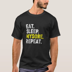 Camiseta Coma Dormir Mysore Yoga Repita! Frase Engraçada de