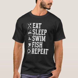 Camiseta Coma Dormir Nadar Peixe Repetir Natação Pesca