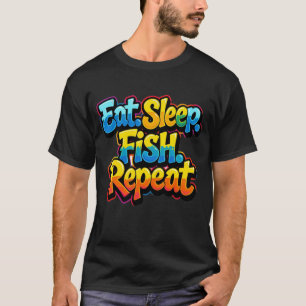 Camiseta Coma Dormir Peixe Repetir Arco-íris