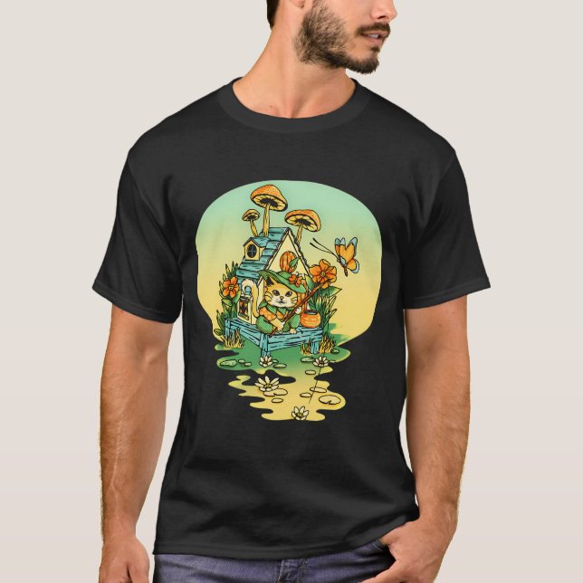 Camiseta Coma Dormir Peixe Repetir Ótimo Presente Amantes d (Frente)