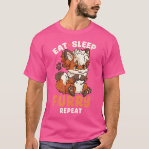 Camiseta Coma Dormir Peludo Repita Eu Fofo Anime Raposa Cos