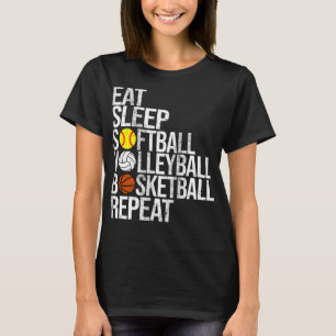 Camiseta Coma Dormir Softball Voleibol No Basquete Repete F