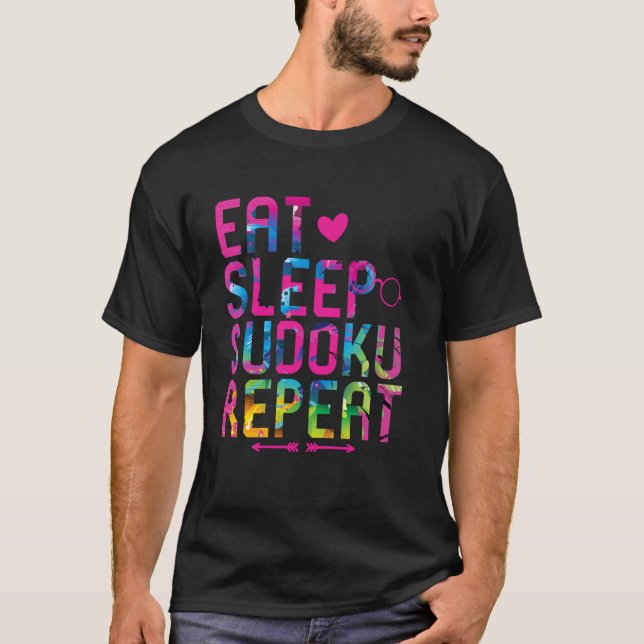 Camiseta Coma Dormir Sudoku Repita Piada Motivacional Puzzl (Frente)