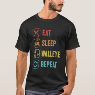 Camiseta Coma Dormir Walleye Repetir Zander Gancho Isca Wal