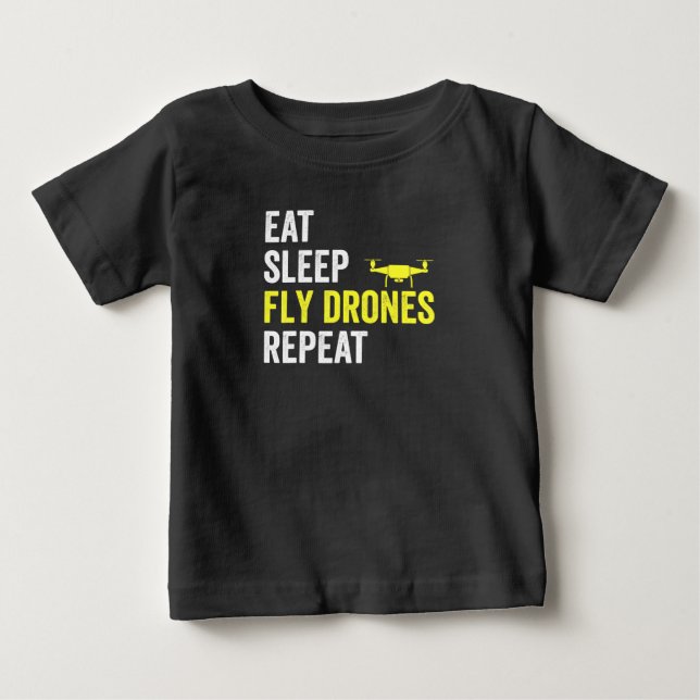 Camiseta Coma Drones com mosca do sono Repetir Piloto do Dr (Frente)