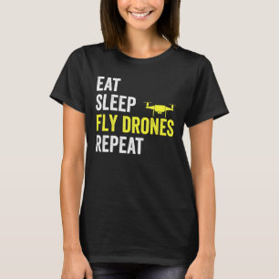 Camiseta Coma Drones com mosca do sono Repetir Piloto do Dr