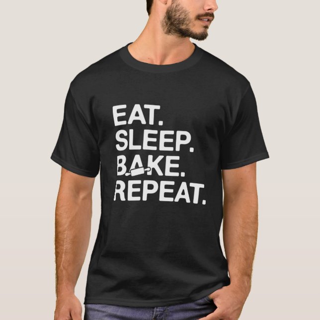 Camiseta Coma. Durma. Assar. Repita. (Frente)