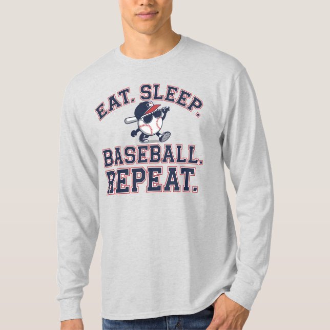Camiseta Coma. Durma. Baseball. Repetir (Frente)