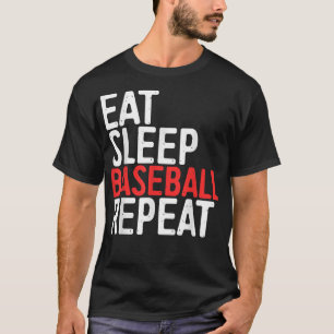 Camiseta Coma Durma Beisebol Repetir Presente de Jogo Espor