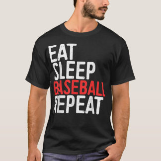Camiseta Coma Durma Beisebol Repetir Presente de Jogo Espor