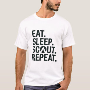 Camiseta Coma. Durma. Escoteiro. Repita.