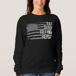 Camiseta Coma Durma Fique Alto Repita Bandeira Dos EUA Home