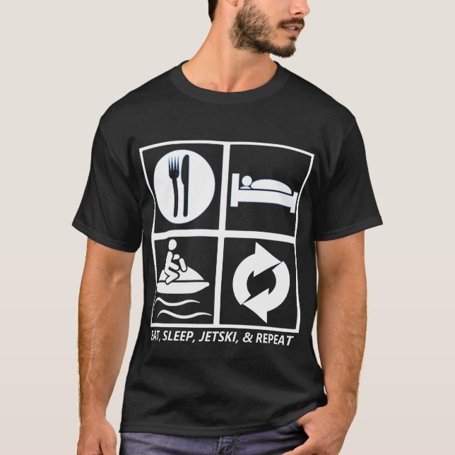 CAMISETA COMA, DURMA, JETSKI, E REPETIÇÃO (Frente)