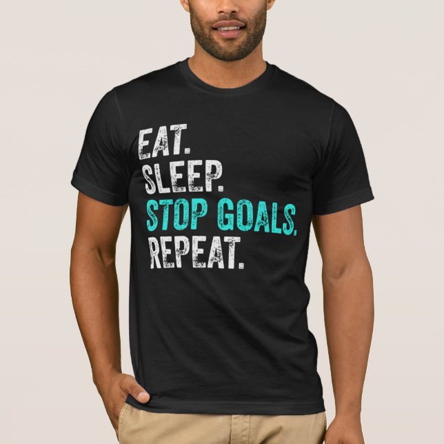 Camiseta Coma Durma Pare Metas Repita - Presente para Golei (Frente)