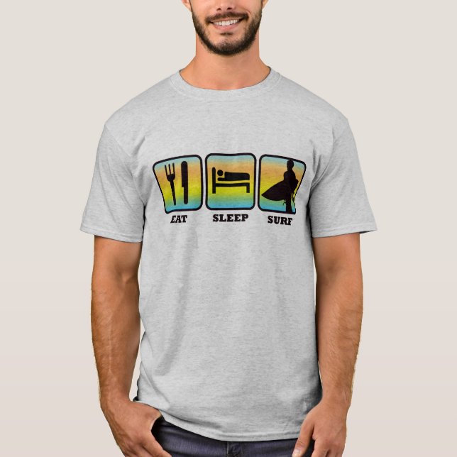 Camiseta Coma, durma, surfe (Frente)