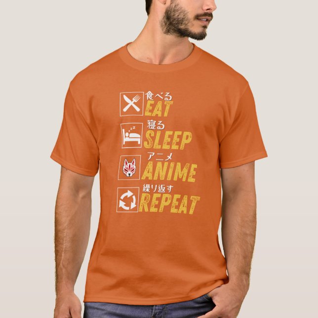 Camiseta Coma e durma e anime e repita engraçado (Frente)
