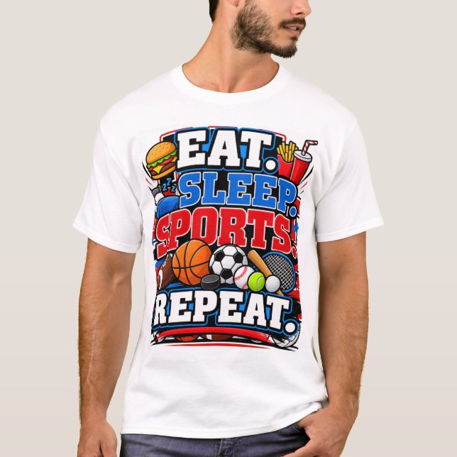 Camiseta Coma Esporte Dormir Repita (Frente)