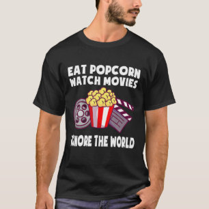 Camiseta Coma Filmes De Pipoca Ignorando O Filme Mundial