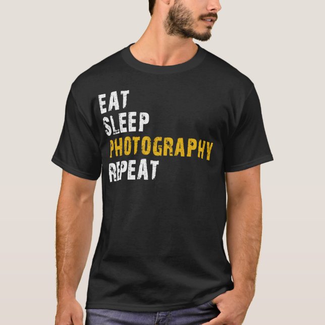 Camiseta coma fotografia do sono repetir (Frente)