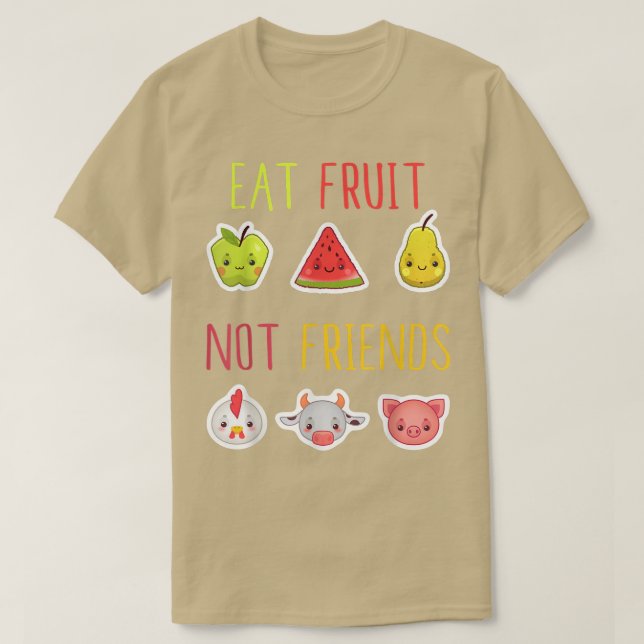 Camiseta Coma Fruta Não Amigos Vegan Vegetarian Vegism Pl (Frente do Design)