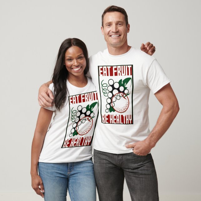 Camiseta Coma Fruta - Seja saudável - Poster WPA - Promoção (Unissex)