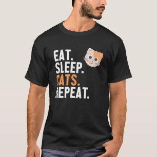 Camiseta Coma Gatos De Sono Repetir Gato Pai Gato Gato Aman