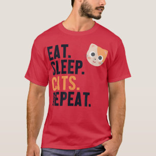 Camiseta Coma Gatos De Sono Repetir Gato Pai Gato Gato Aman