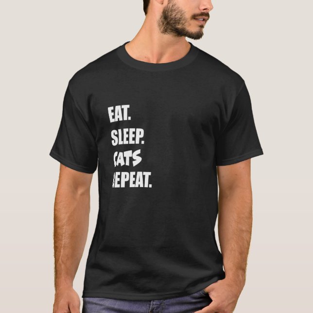 Camiseta Coma Gatos Dormir Repita  2 (Frente)