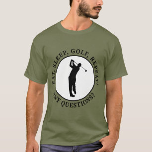 Camiseta Coma Golfe Dormindo Repita Citação de Golfe Engraç
