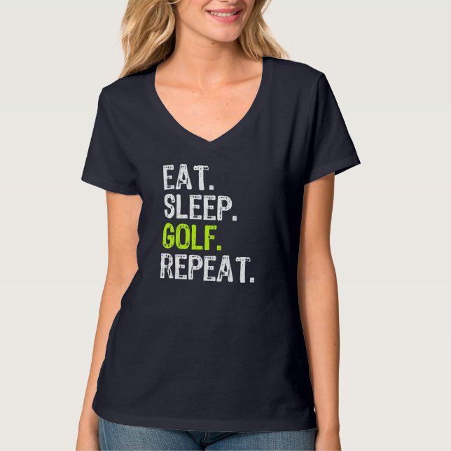 Camiseta Coma Golfe Dormindo Repita Golfer Golfing Engraçad (Frente)