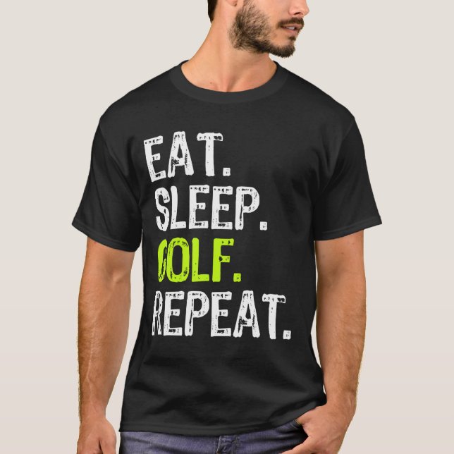 Camiseta Coma Golfe Dormindo Repita Golfer Golfing Engraçad (Frente)