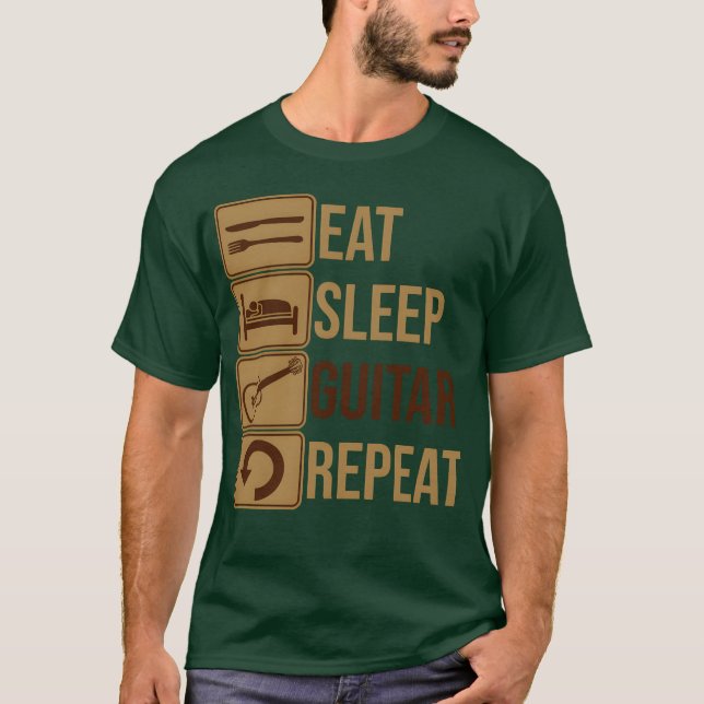 Camiseta Coma Guitarra Dormir Repita garota (Frente)