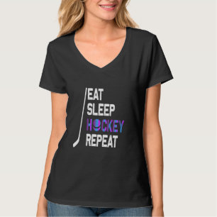 Camiseta Coma Hockey com Hockey com Repetição de Hóquei em