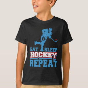 Camiseta Coma Hockey com Sono Repete Engraçado para Jogado