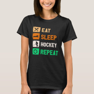 Camiseta Coma Hockey com Sono Repete Hockey Engraçado