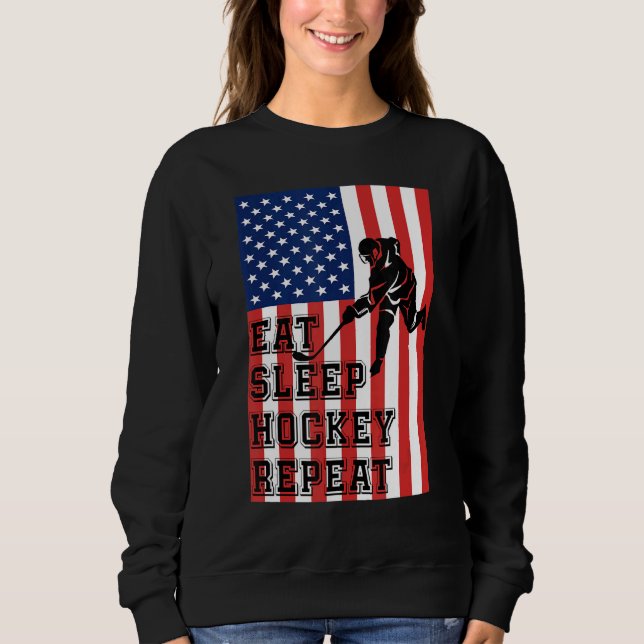 Camiseta Coma Hockey Com Sono Repita Bandeira (Frente)
