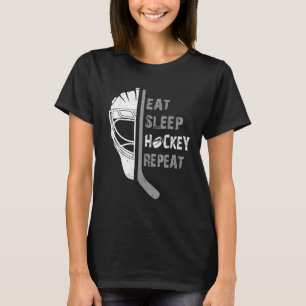 Camiseta Coma Hockey Com Sono Repita Natal Para Crianças Te