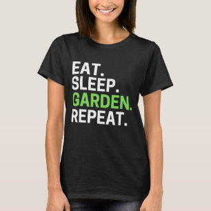 Camiseta Coma Jardim do Sono Repetir Jardinagem Engraçado