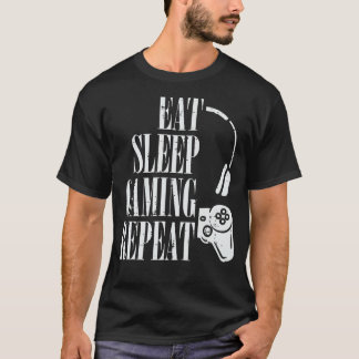 Camiseta Coma Jogo Dormindo Repita Jovens Jovens Engraçados